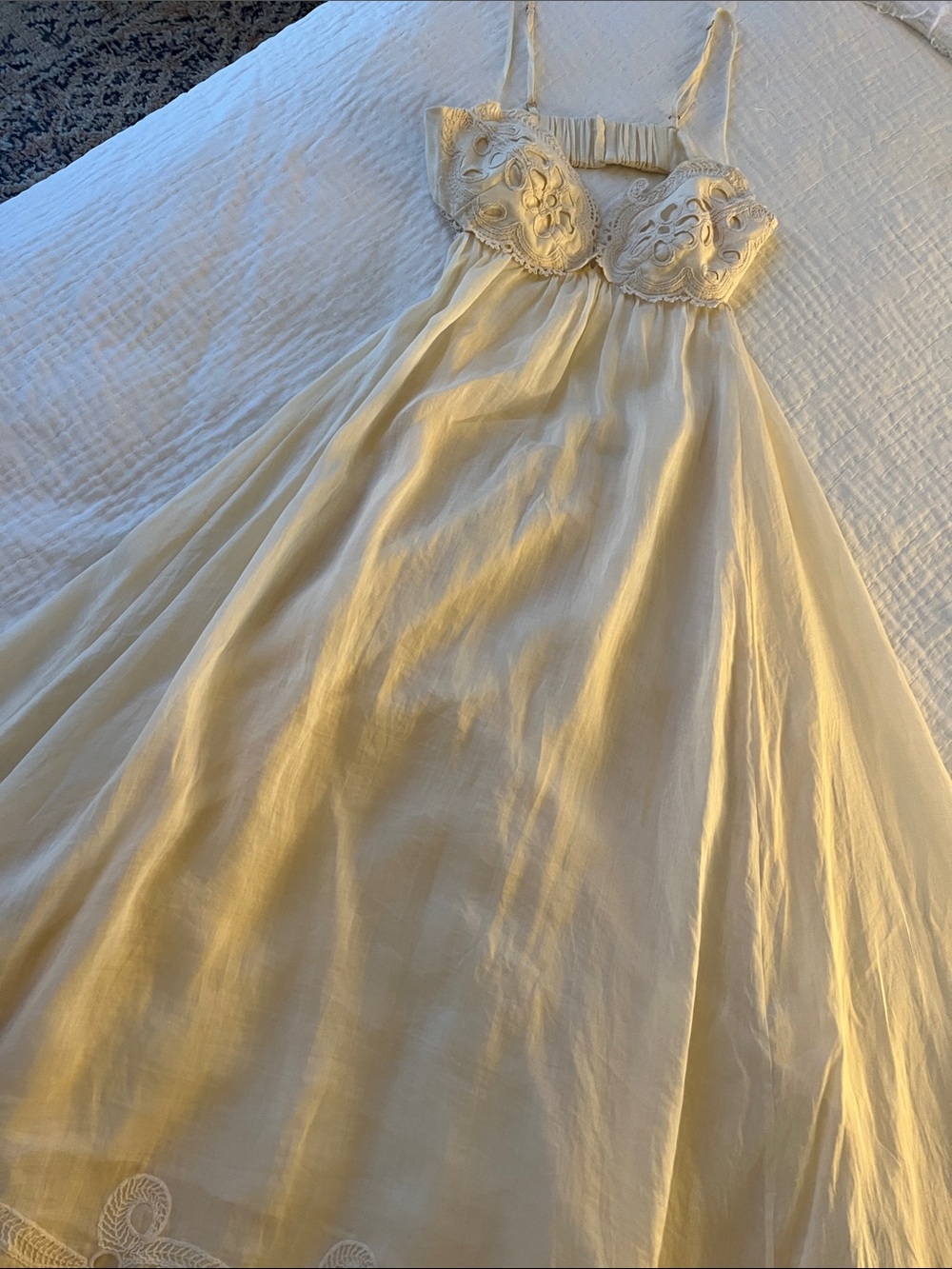 Zimmermann Linen Cream Eyelet Bodice Maxi Dress - size 2 (US size 8)